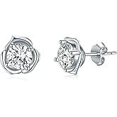 WTYIM 2CT Moissanite Stud Earrings for Women 18K White Gold Plated 925 Sterling Silver 6.5mm Simulated Diamond Moissanite Earrings Wedding Fine Jewelry Gifts