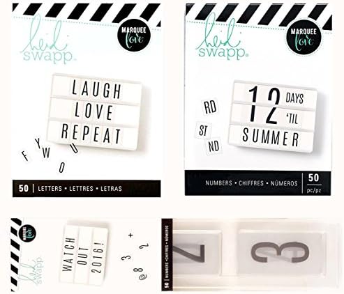 Heidi Swapp Lightbox Inserts - Black Letters Set, Black Numbers Set &amp; Black Double Size Numbers Set - 150 Pieces