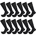 USBingoshop 12 Pairs Mens Physicians Approved Crew Diabetic Socks Cotton 10-13 (12 Pairs D-Black)