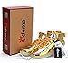 Odema Women High Top USB Charging LED Shoes Flashing Sneakers, Gold, 8.5 B(M) US