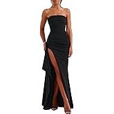 Caintima Women's Backless High Split Strapless Long Prom Formal Cocktail Dress for Women