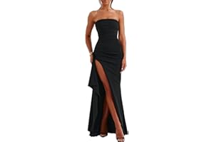 Caintima Women's Backless High Split Strapless Long Prom Formal Cocktail Dress for Women