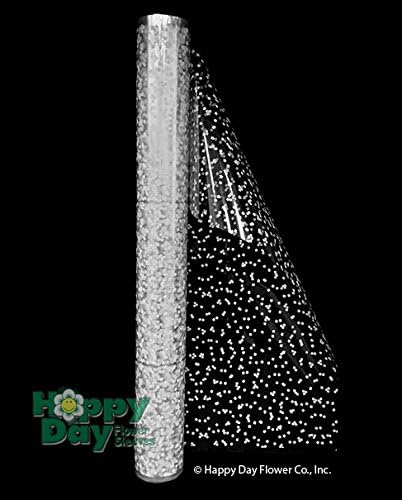 Cellophane Roll Printed"Festival" White on Clear- 40" Core (Width) x 100' Length- BOPP 1.2 mil- Pack of Two Rolls