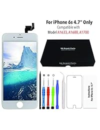 Pantalla LCD de repuesto para iPhone 6S, color blanco (4,7 pulgadas) con digitalizador táctil + herramientas de reparación, compatible con modelo A1633, A1688, A1700