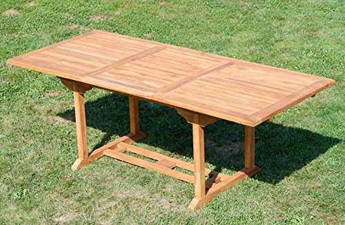 ASS Teak XXL Ausziehtisch 150/210x90 cm Holztisch Gartentisch Garten Tisch 150/210 Länge 90cm Breite Holz Modell: JAV-SABA – Bild 4