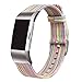 bayite Canvas Fabric Bands Compatible with Fitbit Charge 2, Soft Classic Replacement Woven Straps Wristband Women Men, Rainbow Small