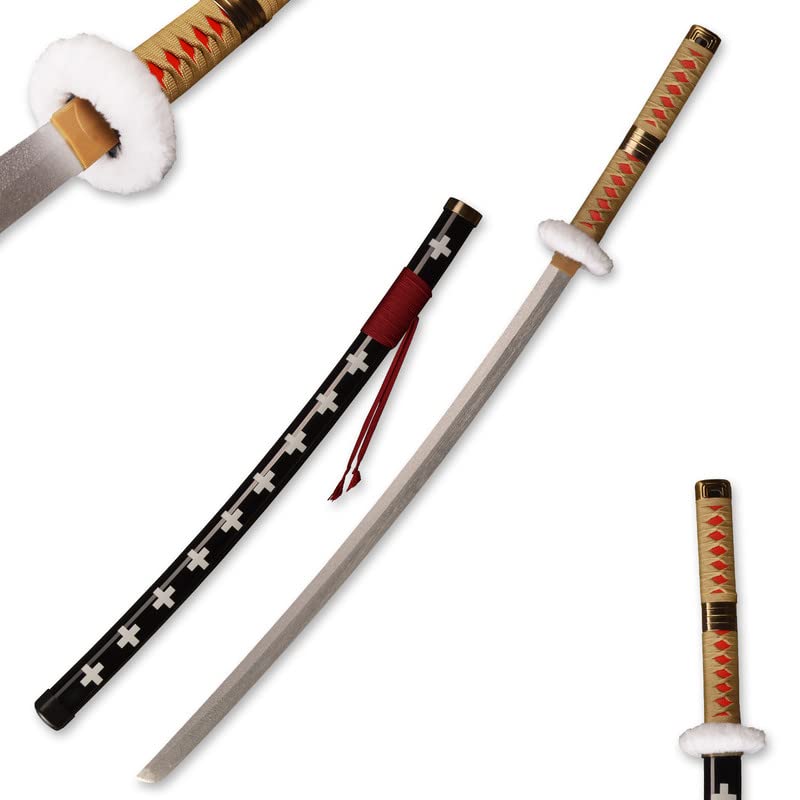 Anime Samurai Cosplay Sword: Death Surgen Trafalgar D Water Law Sword,Red,Bamboo Blade Katana,About 104CM,For Role Playing and Collection