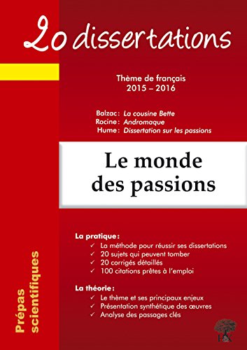 20 dissertations avec analyses et commentaires sur le thème Le monde des passions