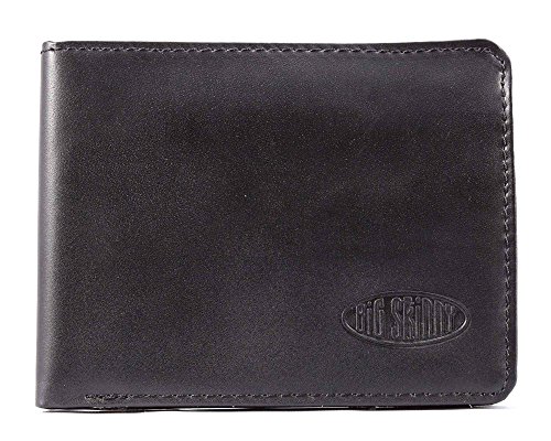 Big Skinny Men's L-Fold Passcase Leather Slim Wallet, Holds Up to 30 Cards, Black