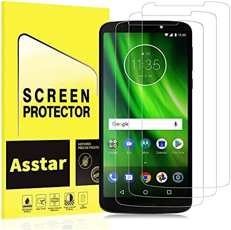 [3 Pack] Moto G6 Play Screen Protector, Asstar 9H Hardness Ultra Clear Anti-Scratch Anti-Fingerprint Bubble Free Case Friendly Tempered Glass Screen Protector for Motorola Moto G6 Play