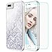 Maxdara iPhone 8 Plus Case, iPhone 7 Plus Glitter Liquid Case with Screen Protector Floating Bling Sparkle Luxury Pretty Girls Women Case for iPhone 6 Plus 6s Plus 7 Plus 8 Plus (Silver)