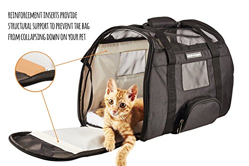 Airline Approved/Travel Transport Small Pet Carrier/ 2 Soft Fleece Pads/Washable/ 2019 Newly Designed/for Small Pets Only/Pet Purse/Travel Tote/Kennel/Foldable/Portable Pet Crate/Shoulder Strap