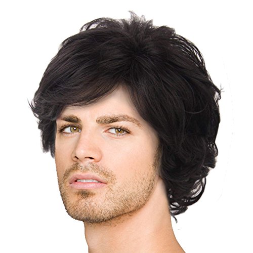 80s Feathered Hair - Acecharming Black Wig,Fashion Men Boy Natural