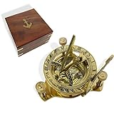 RedSkyTrader Sundial Compass Solid Brass Sun Dial