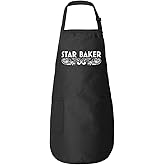 Donkey Tees Star Baker Baking Apron - 2 front pocket kitchen unisex long fit with back ties