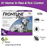 Frontline Plus for Dogs Large Dog (45 to 88 pounds) Flea and Tick Treatment, 6 Doses
