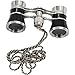 OPO Opera Theater Horse Racing Glasses Binocular Telescope Chain Necklace (Black with Silver Trim) 3X25