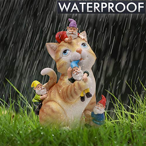 TERESA'S COLLECTIONS Cat Garden Gnome Statue Figurine, Large Outdoor