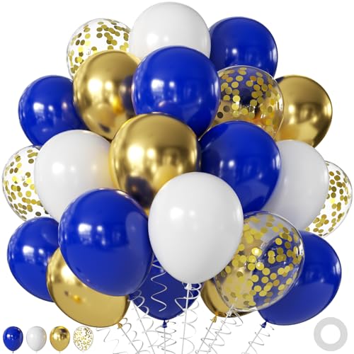 Royal Blue Gold White Balloons