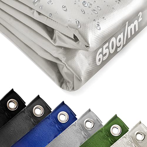 Jago® Abdeckplane - 650 g/m², 2x3/3x5/3x6/4x3/4x5/4x6/4x7/4x8/5x6/5x7/5x8 m, Wasserdicht & Reißfest, mit Ösen, Farbwahl, PVC-Schutzplane, LKW Plane Gewebeplane,