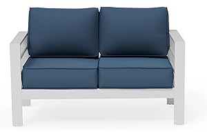 UDPATIO Outdoor Loveseat Aluminum Outdoor Furniture Sofa, Patio Seating Loveseat with 5" Thick Cushion and Waterproof Cover