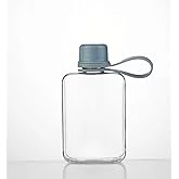 IDIDG Flat Water Bottle Travel Flask Portable 8.2 oz BPA Free Tritan Square Water Bottle Leakproof Slim for Purse Travel Pocket Sports Fitness (Blue, 8.2 OZ)