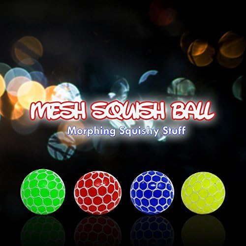 Mesh Stress Balls - Non-Toxic Grape Squishy Ball - Fun Kneading Fidget Toy for Adults &amp; Kids - Ideal for Prizes, Stress Relief, Special Needs, Autism Disorders - 2.4 Inches Size (4 Pack)