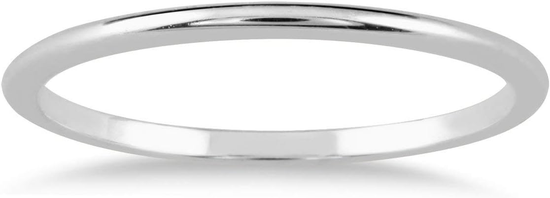 SZUL1mm Thin Domed Wedding Band Available in 14K Yellow Gold, 14K White Gold, and 14K Rose Gold (White-gold, 6.5) - Size: 6.5