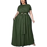 Womens Sexy Plus Size 2 Piece Dress Outfits Short Sleeve Bandage Wrap Empire Crop Tops and Skirt Sets