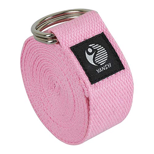 YANSYI Yoga Strap (8ft), Durable Polyester Cotton Exercise Straps w/Adjustable D-Ring Buckle for Stretching, General Fitness, Flexibility and Physical Therapy