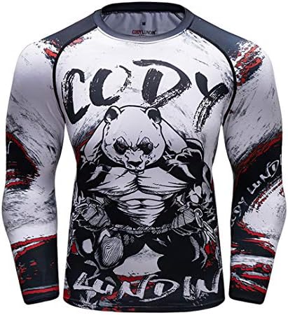 FESFJSES Compression Rashguard T Shirt Men Exercise Evil Wolf 3D Print Work Out Fitness Tights