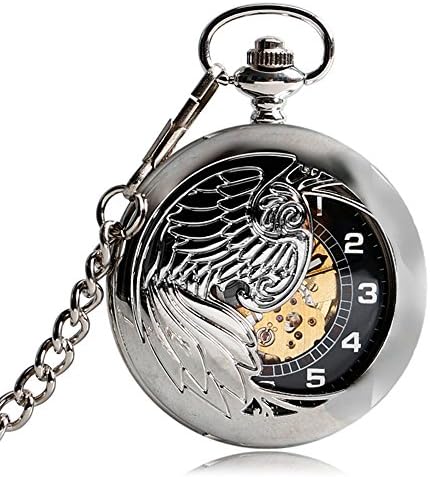 Phoenix Half Hunter Automatic Mechanical Pocket Watches with Chain for Women Mens Gift
