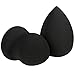 Rioa Cosmetics Beauty Sponge Blender - Latex Free and Vegan Makeup Sponge - For Powder, Cream or Liquid Application - Two Piece (Black)