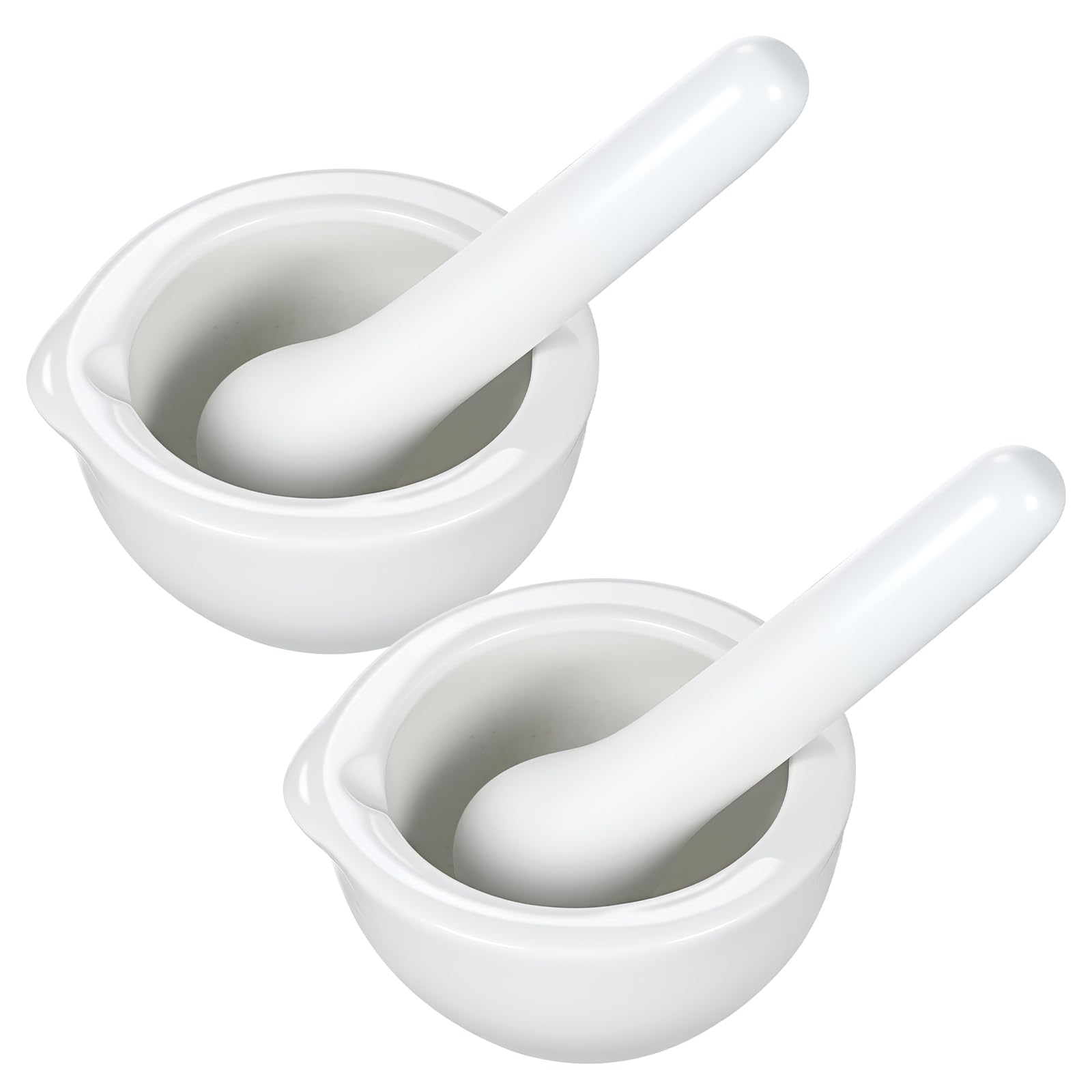 VILLCASE Porcelain Mortar and Pestle Set 3 Inch Ceramic Grind Bowl for Laboratory Medicine and Kitchen Use Compact Design
