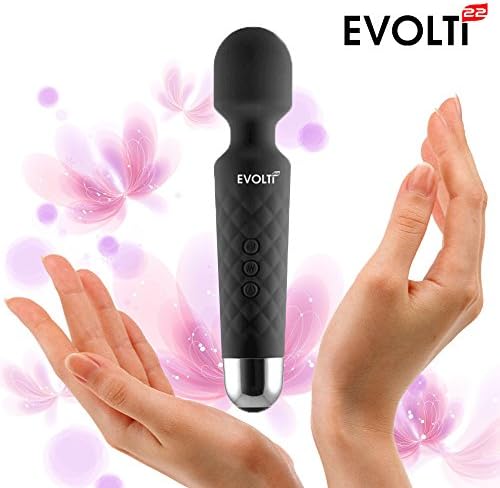 Mini Wand Massager for Women by Evolti22, Cordless Powerful Waterproof Multi Speed Vibrator with Deep Therapeutic Action for Full Body Black Color
