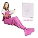 AmyHomie Mermaid Tail Blanket for Adults, Crochet Mermaid Blanket for Women Soft All Seasons Sleeping Blankets Gift for Teen Girls (ScalePink, Adults)