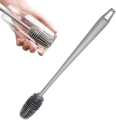 selcouth yyds Baby Bottle Brush Long Handle Soft Silicone Cleaner Grey