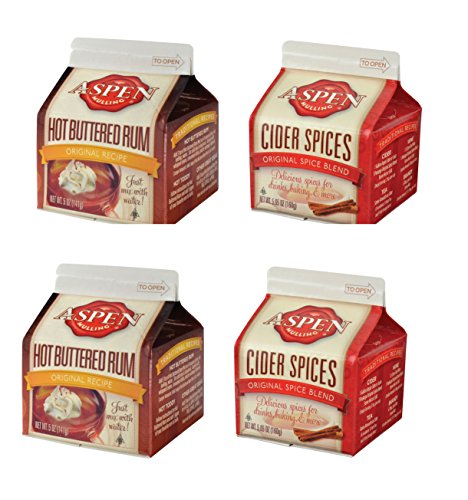 Original and Hot Buttered Rum Aspen Mulling Spices 5 Oz Cartons Pack (Two Cartons Each)
