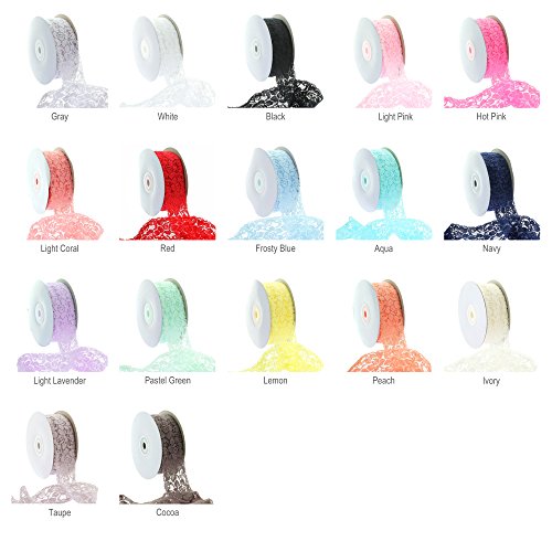 Ribbon Traditions 1.5" Stretch Elastic Lace Trim White 25 yards