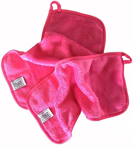 Makeup Remover Cloth - Best for Erasing Waterproof Mascara and Makeup - For Sensitive Skin - Super Soft and Absorbent - Makes a Great Gift - 2 piece set - By Mellow Monday (Pink)