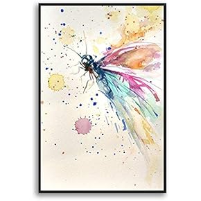 Framed Canvas Home Artwork Decoration Watercolor Painting Canvas Wall Art for Living Room, Bedroom - 16x24 inches