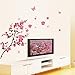 Wall StickersSFE- PVC Room Peach Blossom Flower Butterfly Fashion Wall Stickers Art Decals Decor Mural (Pink)