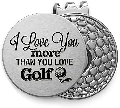 Treasure Trades I Love You More Than You Love Golf Ball Marker Hat Clip Gift – Cute 25mm Stainless Brushed Chrome Silver Metal Golfing Tool for Clipping to Cap, Visor – Novelty Gift for Golfer Treasure Trades I Love You More Than You Love Golf Ball Marker Hat Clip Gift – Cute 25mm Stainless Brushed Chrome Silver Metal Golfing Tool for Clipping to Cap, Visor – Novelty Gift for Golfer