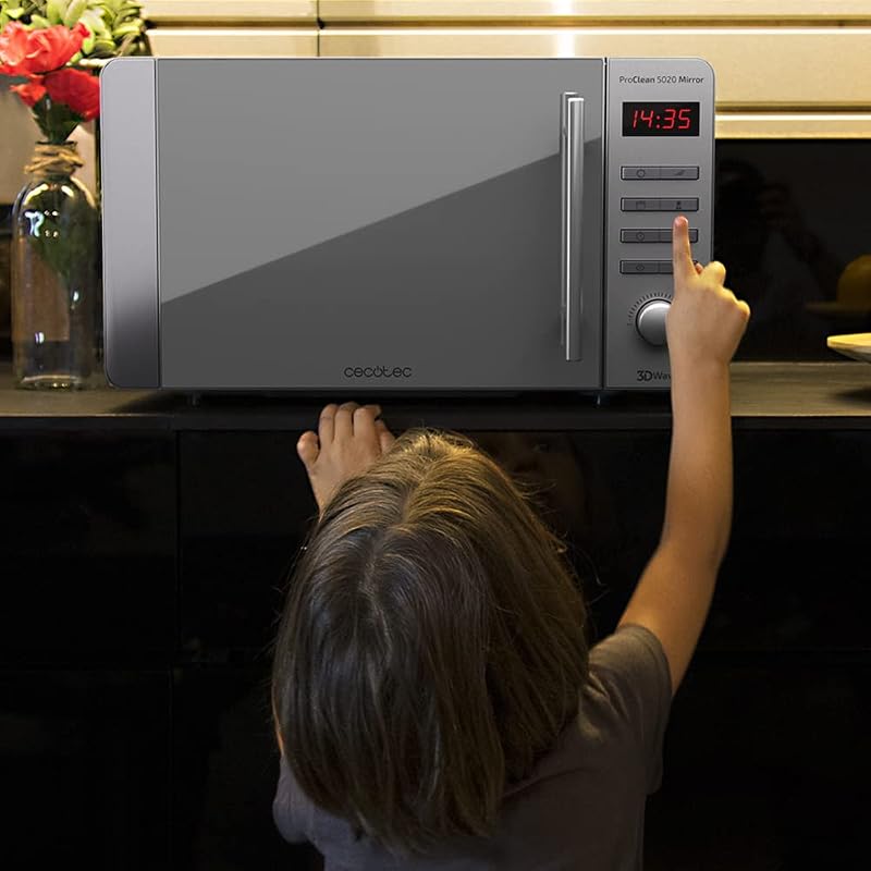 Forno a Microonde ProClean 5020, 700 W, 20 L, rivestimento Ready2Clean, tecnologia 3DWave, design effetto specchio, manico in acciaio inossidabile, 8 programmi, specchio inossidabile