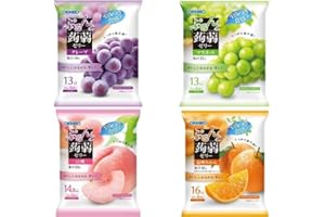 Japanese Decor Sakura Orihiro Japanese Jelly Candy Purun Konnyaku Jelly 24 Pieces(20g x 6 Pieces x 4 Flavors) Grape, Muscat, White Peach, Mandarin Orange, Orange,White