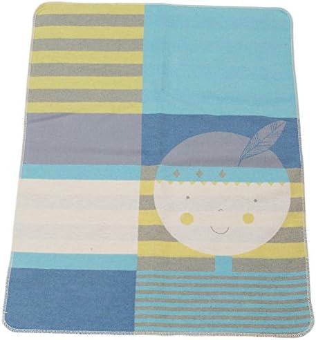 David Fussenegger Baby Blanket Juwel Indian Cotton Blend Blue, 90 x 70 cm 2 Units