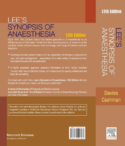 Lee's Synopsis of Anaesthesia 1