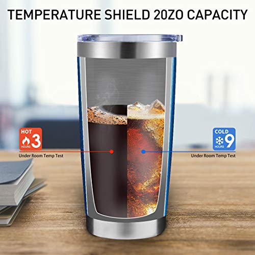 DOMICARE 20oz Stainless Steel Tumbler with Lid, Double Wall Vacuum Insulated Travel Mug, Durable Powder Coated Insulated Coffee Cup, 1 Pack, Blue glitter
