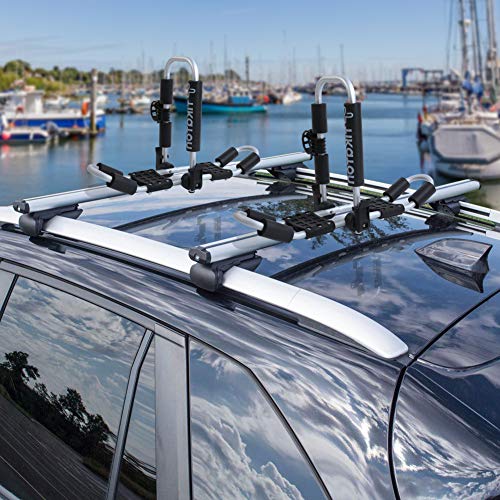 Kayak Roof Rack for 2 Kayaks, Tikaton Foldable Kayak Car Rack with 4pcs Straps, Double Kayak