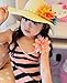 Tomily Kids Multi-Colors Large Brim Flower Link Chain Beach Straw Sun Hats for Girls